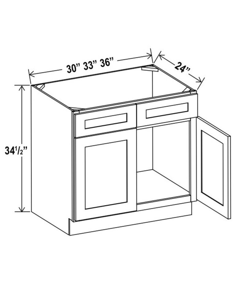 Evercraft Cabinetry Shaker White Sink Base 30W - 2 Doors