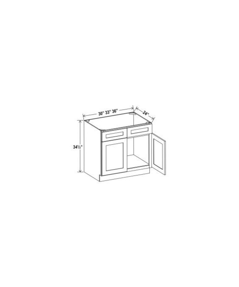 Evercraft Cabinetry Shaker White Sink Base 33W - 2 Doors