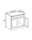 Evercraft Cabinetry Shaker White Sink Base 36W - 2 Doors