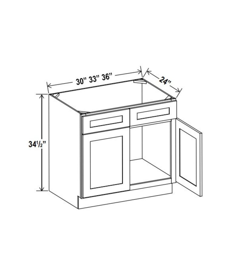 Evercraft Cabinetry Shaker White - Sink Base Cabinets With Two Dummy Drawer - 36"W X 34.5"H X 24"D - Comes With Dummy Drawer Front.
