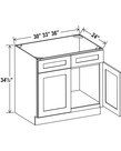 Evercraft Cabinetry Shaker White Sink Base 36W - 2 Doors