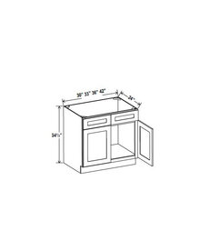 Evercraft Cabinetry Shaker White Sink Base 42W - 2 Doors