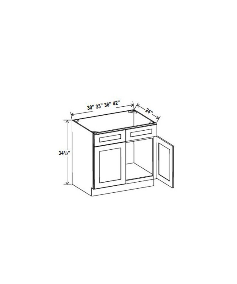 Evercraft Cabinetry Shaker White Sink Base 42W - 2 Doors