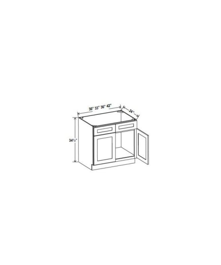 Evercraft Cabinetry Shaker White - Sink Base - 42"W x 34-1/2"H x 24"D - 2 False Drawers