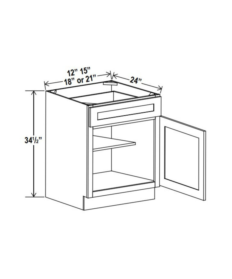 Evercraft Cabinetry Navy Blue Base 21W - 1 Drawer 1 Door 1 Shelf