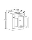 Evercraft Cabinetry Navy Blue Base 27W - 1 Drawer 2 Door 1 Shelf