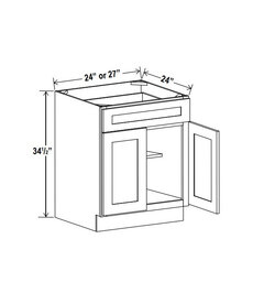 Evercraft Cabinetry Shaker Navy Blue - 27"W X 34.5"H X 24"D - Single Drawer Double Doors Base Cabinet