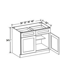 Evercraft Cabinetry Shaker Navy Blue - 30"W X 34.5"H X 24"D - Two Drawers Double Doors Base Cabinet