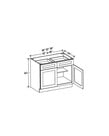 Evercraft Cabinetry Navy Blue - Base Cabinet - 36"W x 34-1/2"H x 24"D - 2D, 2Drw, 1S
