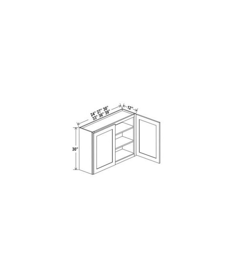 Evercraft Cabinetry Shaker White Wall 30W x 30H - 2 Door 2 Shelves