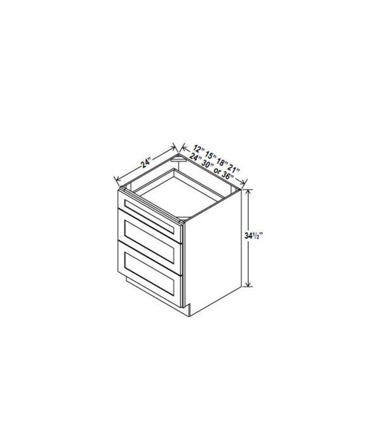 Evercraft Cabinetry Navy Blue Base 18W - 3 Drawers