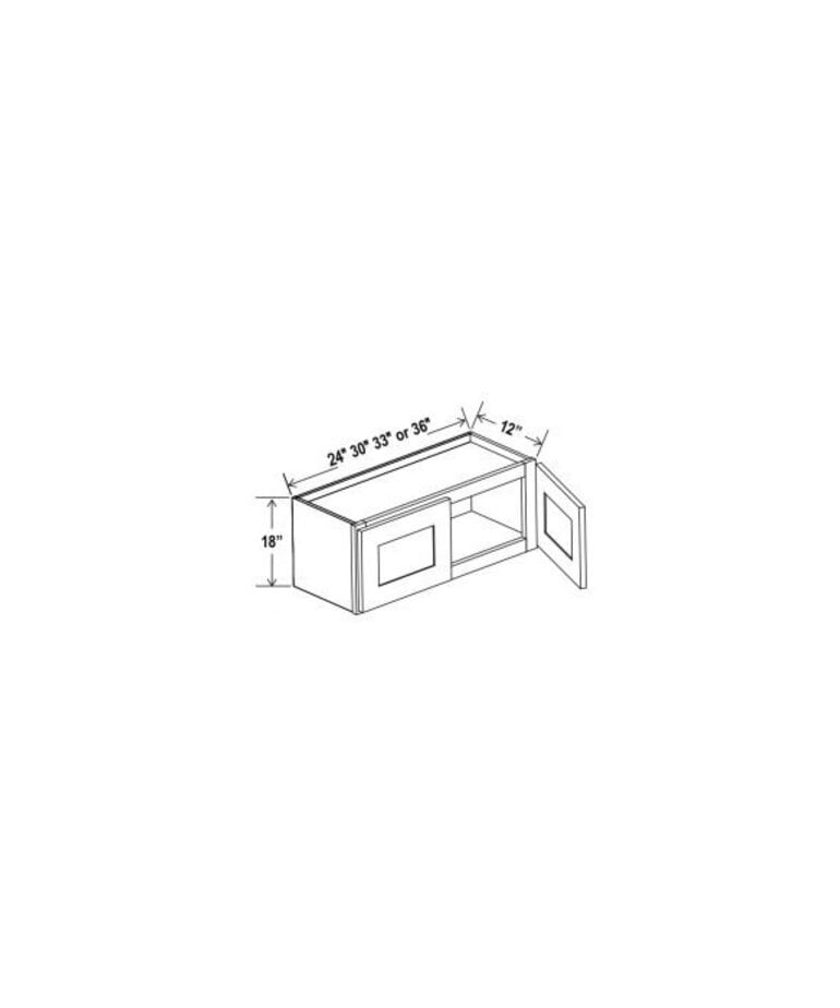 Evercraft Cabinetry Shaker White - Wall Cabinet Double Door - 36"W X 18"H X 12"D With 2 Door