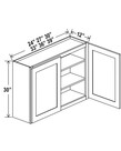 Evercraft Cabinetry Shaker White Wall 36W x 30H - 2 Door 2 Shelves