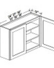 Evercraft Cabinetry Navy Blue Wall 24W x 30H - 2 Door 2 Shelves