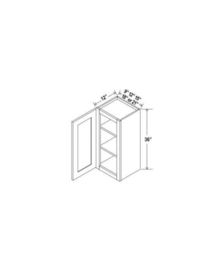 Evercraft Cabinetry Shaker White Wall 15W x 36H - 1 Door 2 Shelves