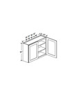 Evercraft Cabinetry Shaker Navy Blue - 36"W X 30"H X 12"D - Double Doors Wall Cabinet Two Adjustable Shelves