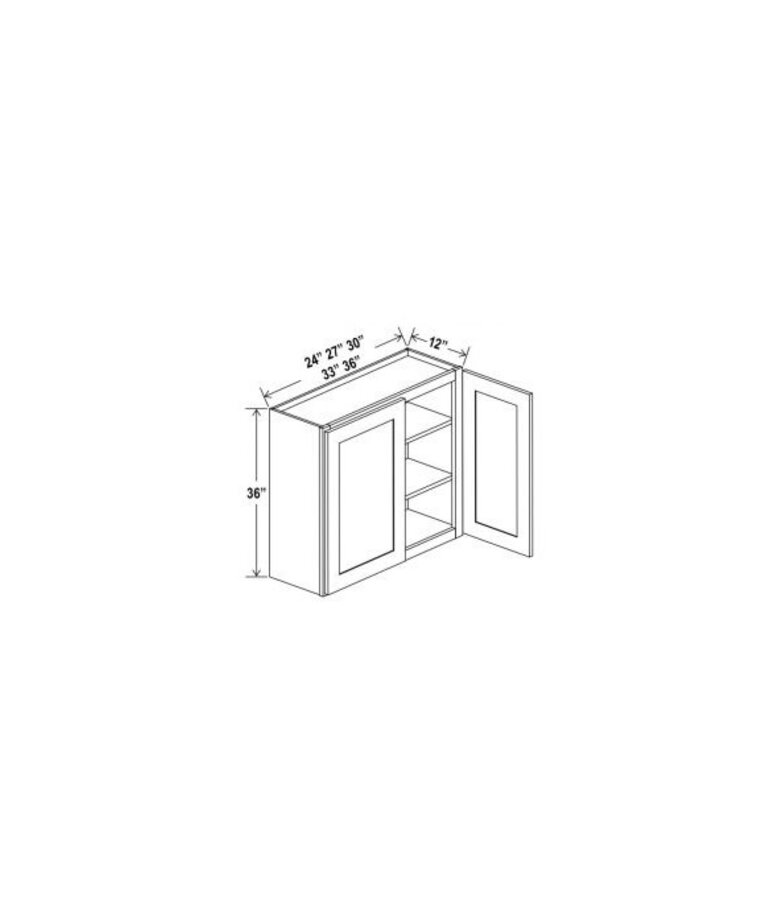 Evercraft Cabinetry Shaker White Wall 27W x 36H - 2 Door 2 Shelves