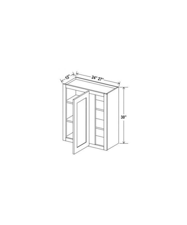 Evercraft Cabinetry Shaker White - Wall Blind Corner Cabinet - 27"W X 30"H X 12"D With 1 Door And 2 Shelf
