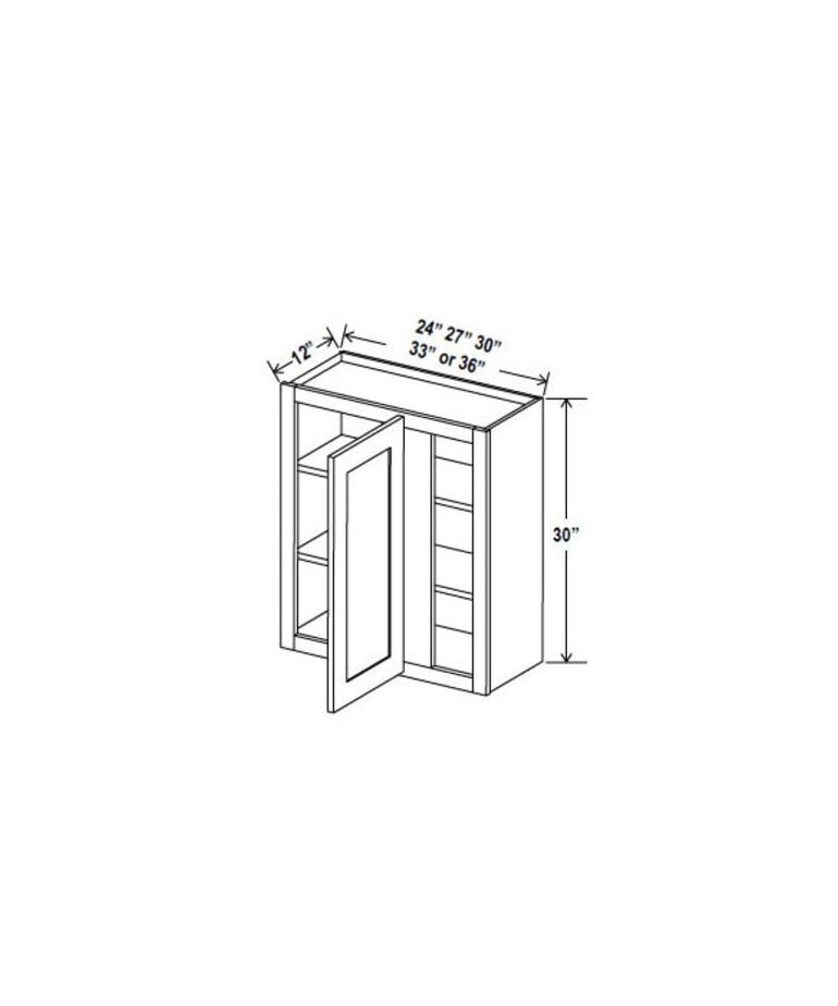 Evercraft Cabinetry Navy Blue - Wall Blind Corner Cabinet - 27"W x 30"H x 12"D - 1D -2S