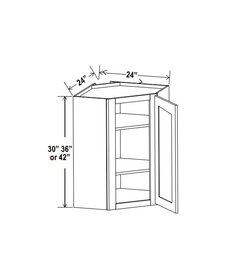 Evercraft Cabinetry Shaker Navy Blue - 24"W X 30"H X 12"D - Single Door Diagonal Corner Wall Cabinet Two Adjustable Shelves For (30"-36")