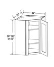 Evercraft Cabinetry Shaker White - Wall Diagonal Corner Cabinet - 24"W X 36"H X 12"D With 1 Door And 2 Shelf