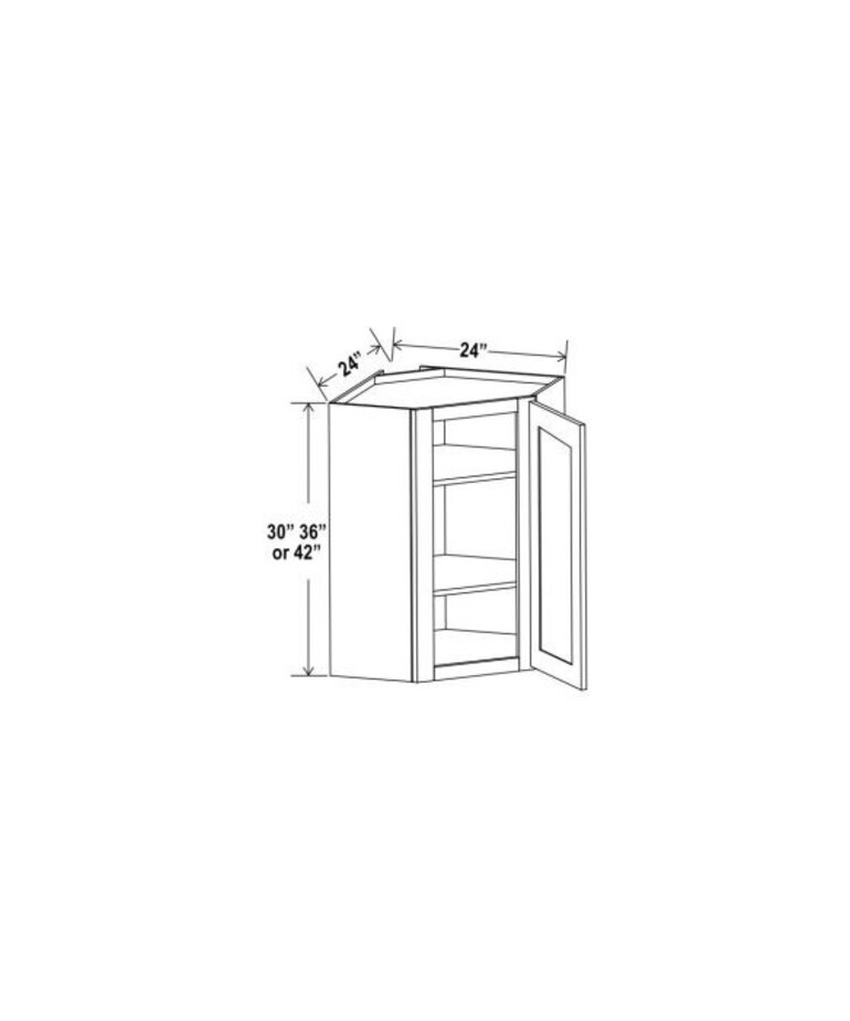 Evercraft Cabinetry Shaker White Wall Diagonal 24W x 36H x 12D