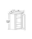 Evercraft Cabinetry Navy Blue - Wall Diagonal Corner Cabinet - 24"W x 36"H x 12"D - 1D- 2S