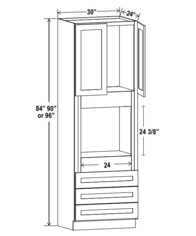 Evercraft Cabinetry Shaker White Oven Cabinet 30W x 84H - Double Oven