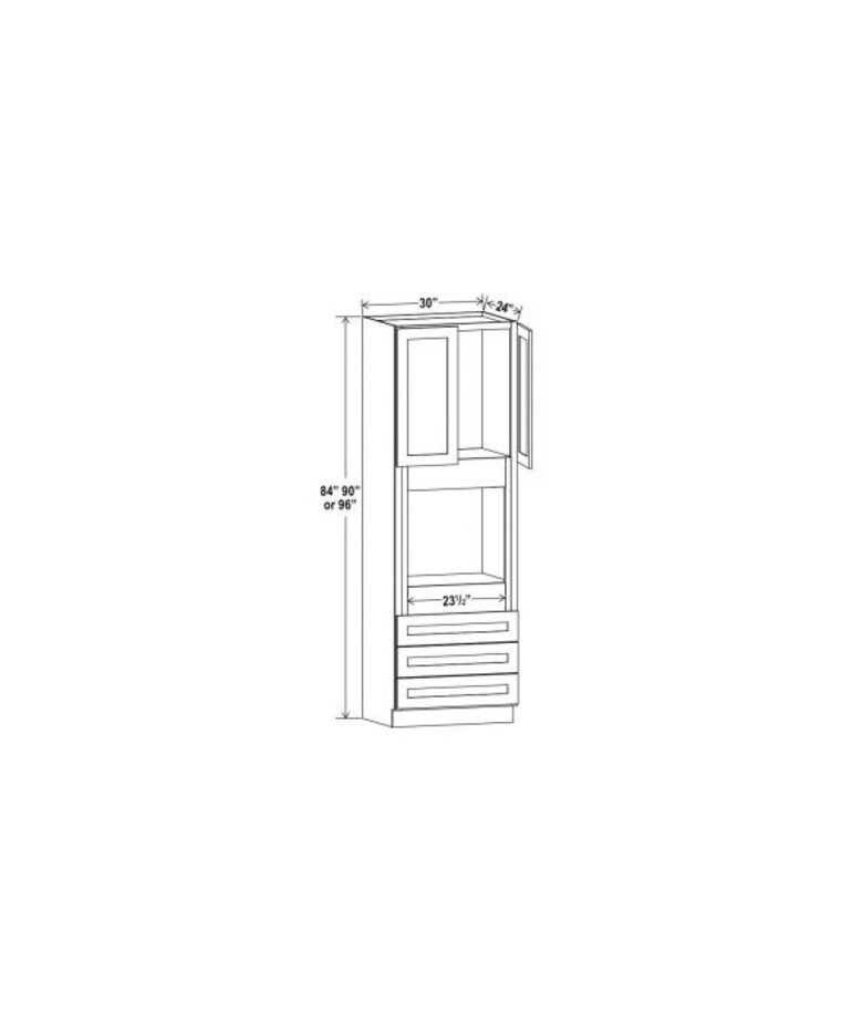 Evercraft Cabinetry Shaker White Oven Cabinet 30W x 84H - Double Oven