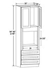 Evercraft Cabinetry Navy Blue - Oven Cabinet - 30"W x 84"H X 24"D - 2D, 3DRW, 1S
