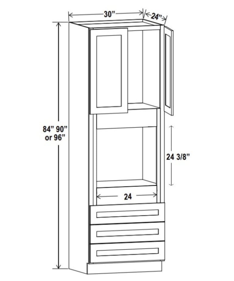 Evercraft Cabinetry Navy Blue - Oven Cabinet - 30"W x 84"H X 24"D - 2D, 3DRW, 1S