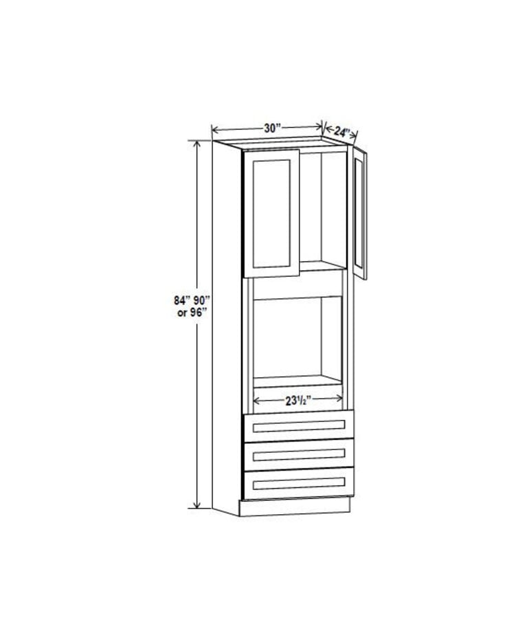 Evercraft Cabinetry Navy Blue - Oven Cabinet - 30"W x 84"H X 24"D - 2D, 3DRW, 1S