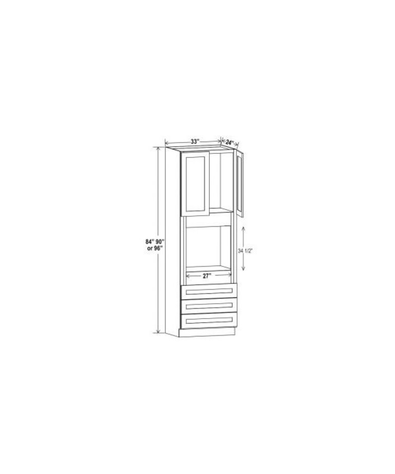 Evercraft Cabinetry Shaker White Oven Cabinet 33W x 84H - Double Oven