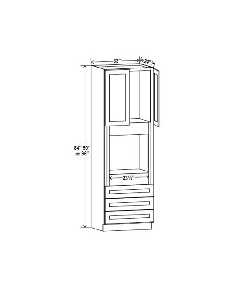 Evercraft Cabinetry Shaker Navy Blue - 33"W X 84"H X 24"D - Oven Pantry Double Doors One Large Open Shelf And Three Bottom Drawer