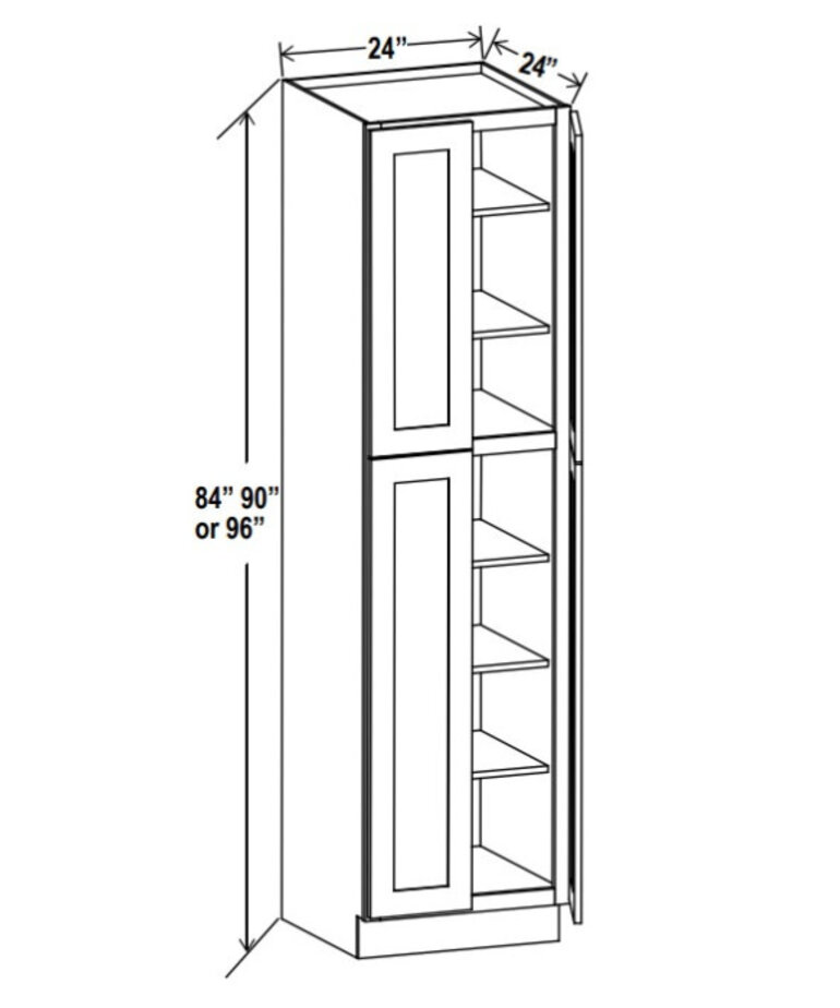 Evercraft Cabinetry Shaker White Wall Pantry 24W x 84H x 24D