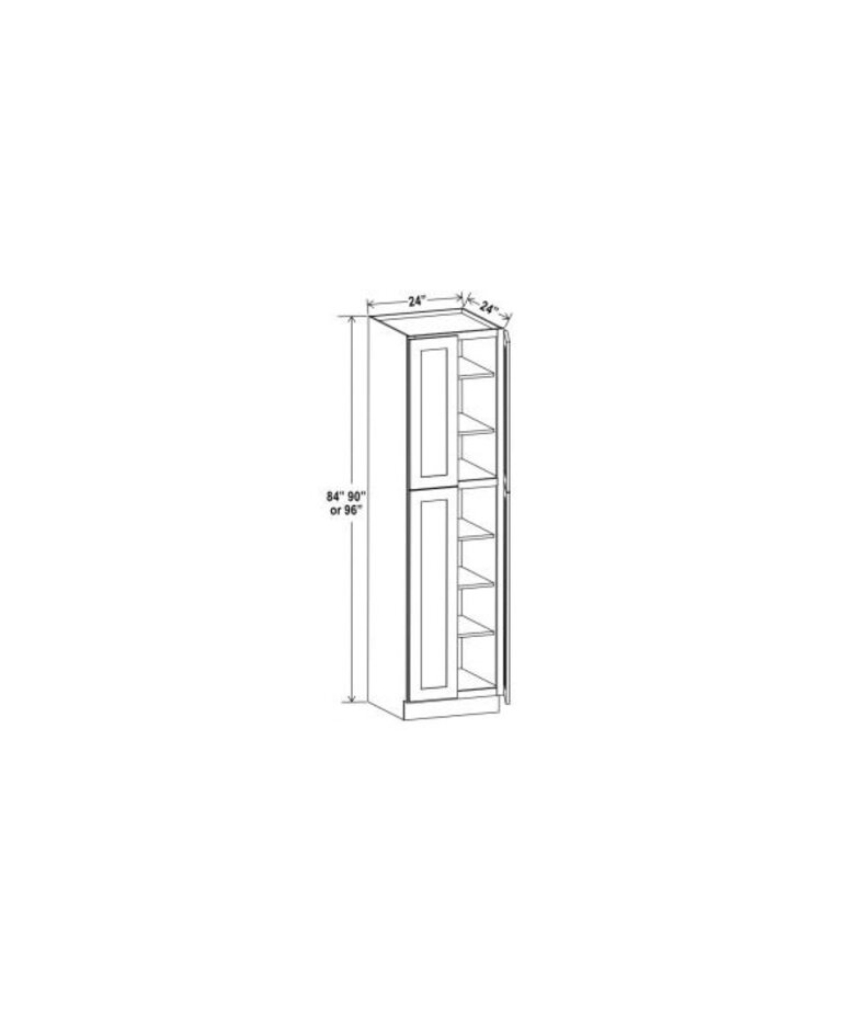 Evercraft Cabinetry Shaker White Wall Pantry 24W x 84H x 24D