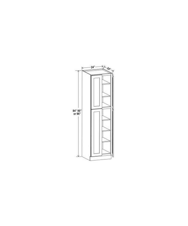Evercraft Cabinetry Wall Pantry - 24"W X 84"H X 24"D - 4D, 5S, Shaker 4D, Slab 2D, Box Bb-U248424 Regular For Shaker Door Set ,Box Bb-U248424F For Slab Door Set.