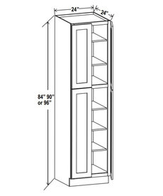 Evercraft Cabinetry Shaker Navy Blue - 24"W X 84"H X 24"D - Utility Pantry Four Doors Two Adjustable Top Shelves And Three Bottom Shelves