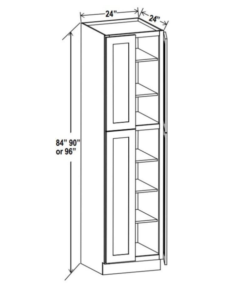 Evercraft Cabinetry Navy Blue - Wall Pantry - 24"W x 84"H x 24"D - 4D, 5S