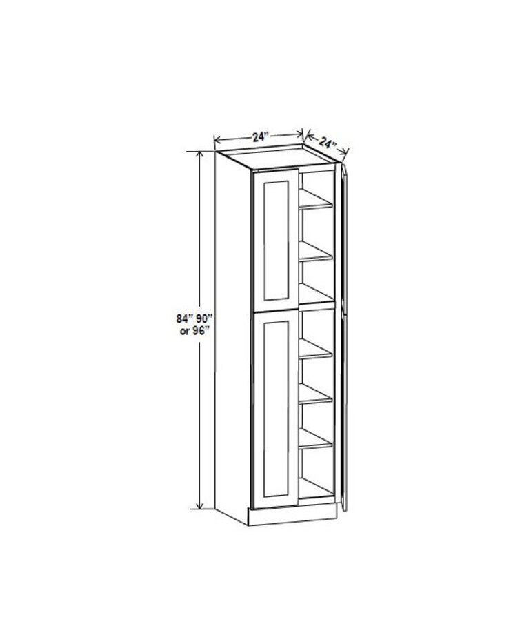 Evercraft Cabinetry Shaker Navy Blue - 24"W X 84"H X 24"D - Utility Pantry Four Doors Two Adjustable Top Shelves And Three Bottom Shelves