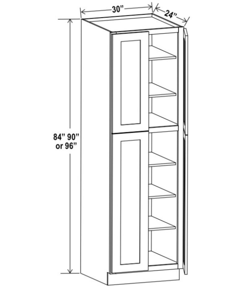 Evercraft Cabinetry Shaker White Wall Pantry 30W x 84H x 24D