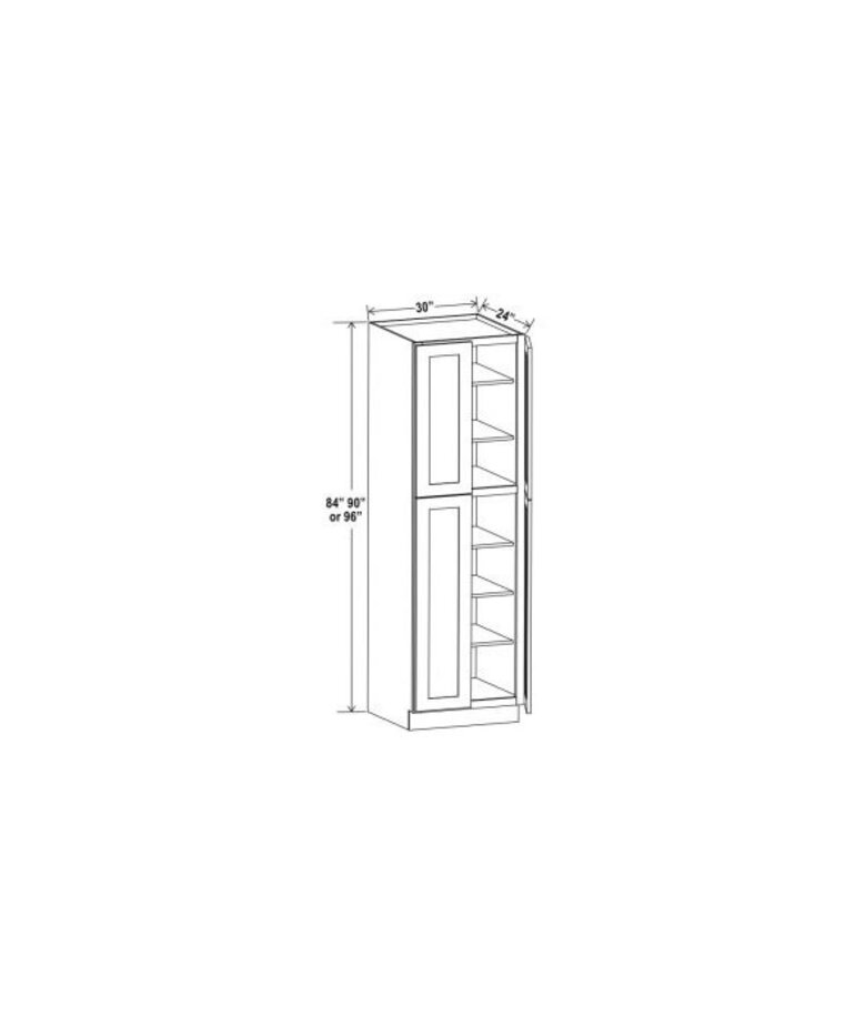 Evercraft Cabinetry Shaker White Wall Pantry 30W x 84H x 24D