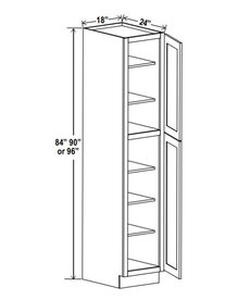 Evercraft Cabinetry Shaker Navy Blue - 18"W X 90"H X 24"D - Utility Pantry Double Doors Two Adjustable Top Shelves And Three Bottom Shelves
