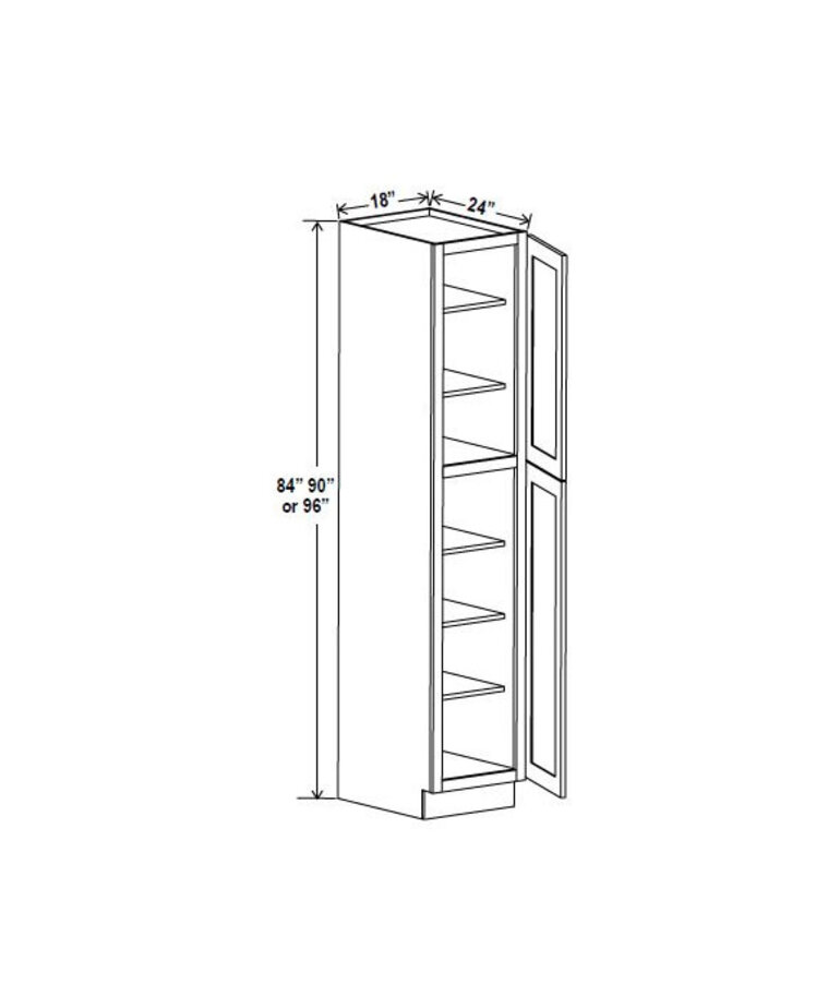 Evercraft Cabinetry Shaker Navy Blue - 18"W X 90"H X 24"D - Utility Pantry Double Doors Two Adjustable Top Shelves And Three Bottom Shelves