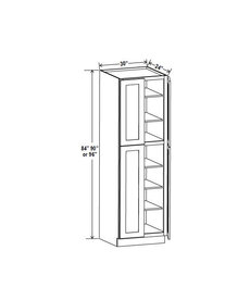 Evercraft Cabinetry Shaker Navy Blue - 30"W X 90"H X 24"D - Utility Pantry Four Doors Two Adjustable Top Shelves And Three Bottom Shelves