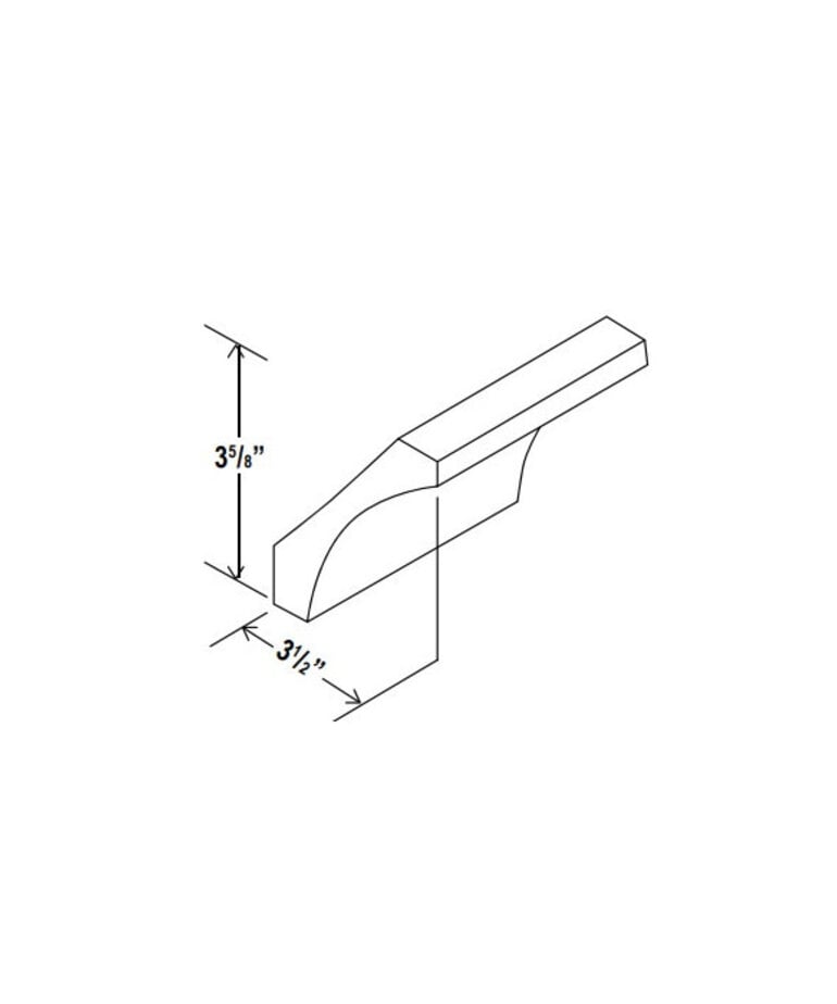 Evercraft Cabinetry Shaker White - Cove Crown Moulding - 3 1/2"D X 3 5/8"H X 96"W
