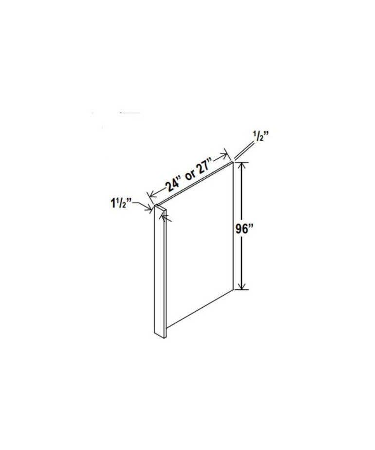 Evercraft Cabinetry Shaker White Refrigerator End Panel 24W x 96H