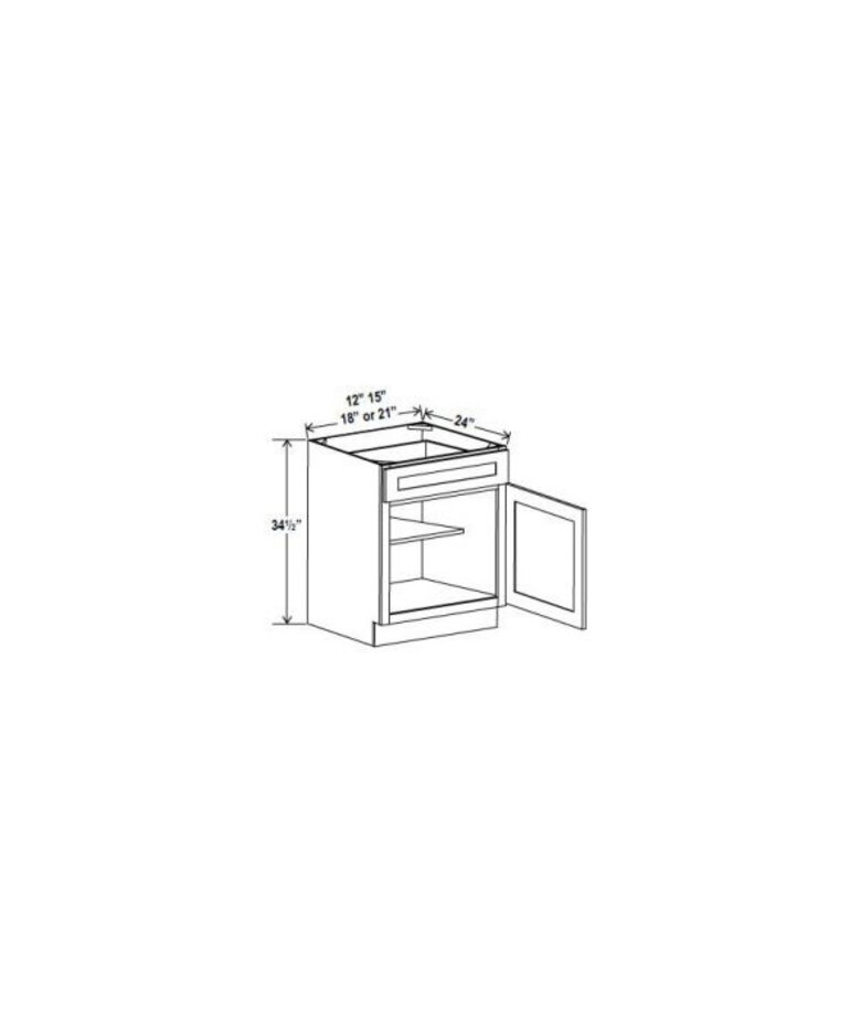 Evercraft Cabinetry Charleston White Base 21W - 1 Drawer 1 Door 1 Shelf