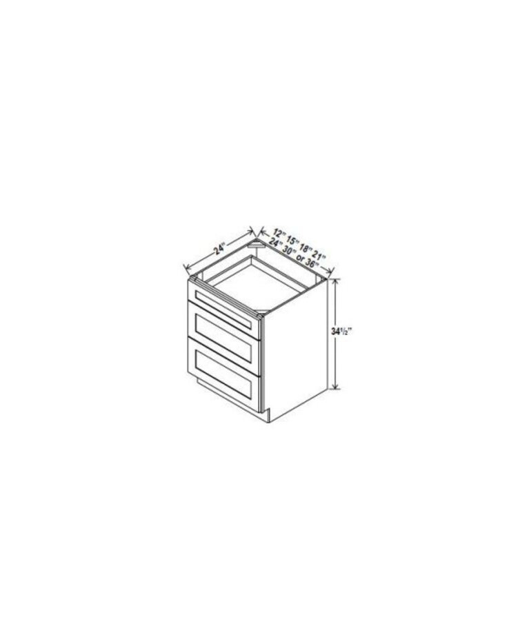 Evercraft Cabinetry Charleston White Base 21W - 3 Drawers