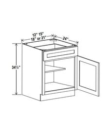 Evercraft Cabinetry Shaker Gray Base 18W - 1 Drawer 1 Door 1 Shelf